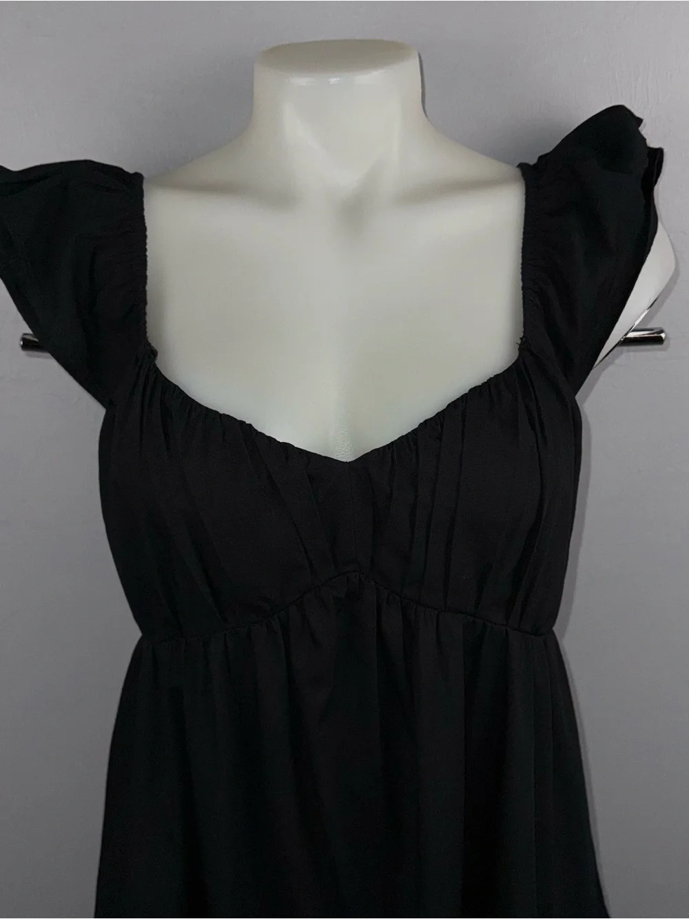 Abercrombie & Finch Tiered Ruffle Sleeve Poplin Maxi Dress M Black Whimsigoth
